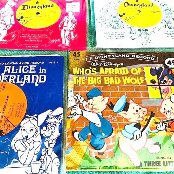 11 Musical STORY LP 45 RPM Walt Disney Disney Land Record Bambi Snow White Peter - Picture 2 of 10